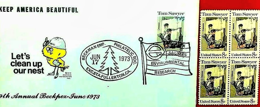 Beautiful USA Cover and Block of 4 Stamps on Tom Sawyer...
#Philately.