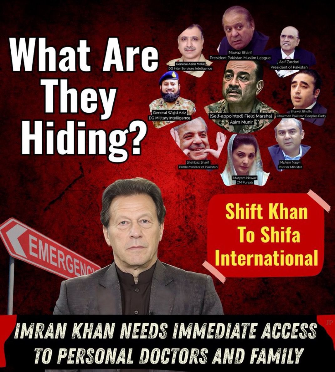 caramelpop88's tweet image. We will keep making everything about Imran Khan until he is released from jail. He’s in complete isolation and has lost his eyesight. He has asked for his personal doctors five times. What are we waiting for ?
#ImranKhanUnlawfullyDetained
#ImranKhanForPakistan
#ReleaseImranKhan