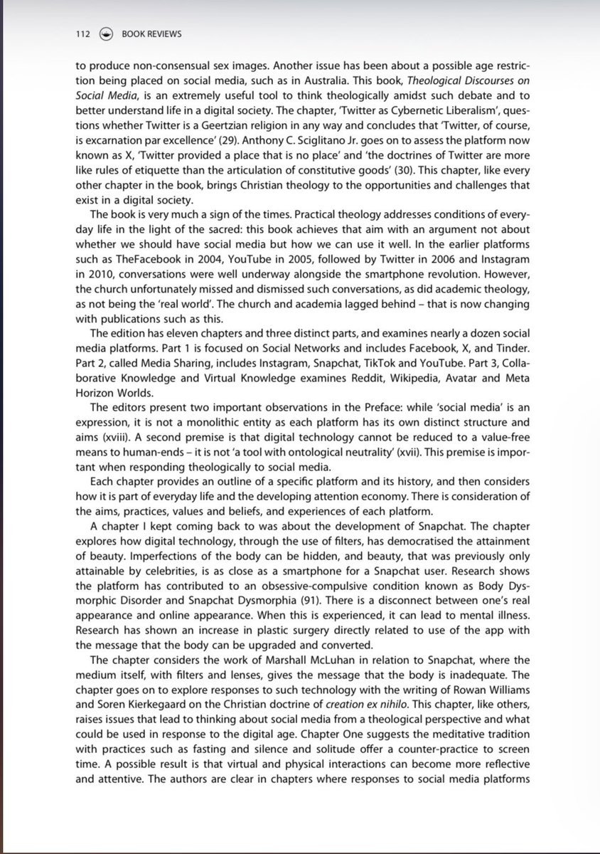 C_B_Barnett's tweet photo. Strong review of THEOLOGICAL
DISCOURSES ON SOCIAL MEDIA (2025) in the March issue of PRACTICAL THEOLOGY 👀 @TrevBW @routledgebooks // https://t.co/JnIR2PNQZ2 https://t.co/wmK68RB8LZ