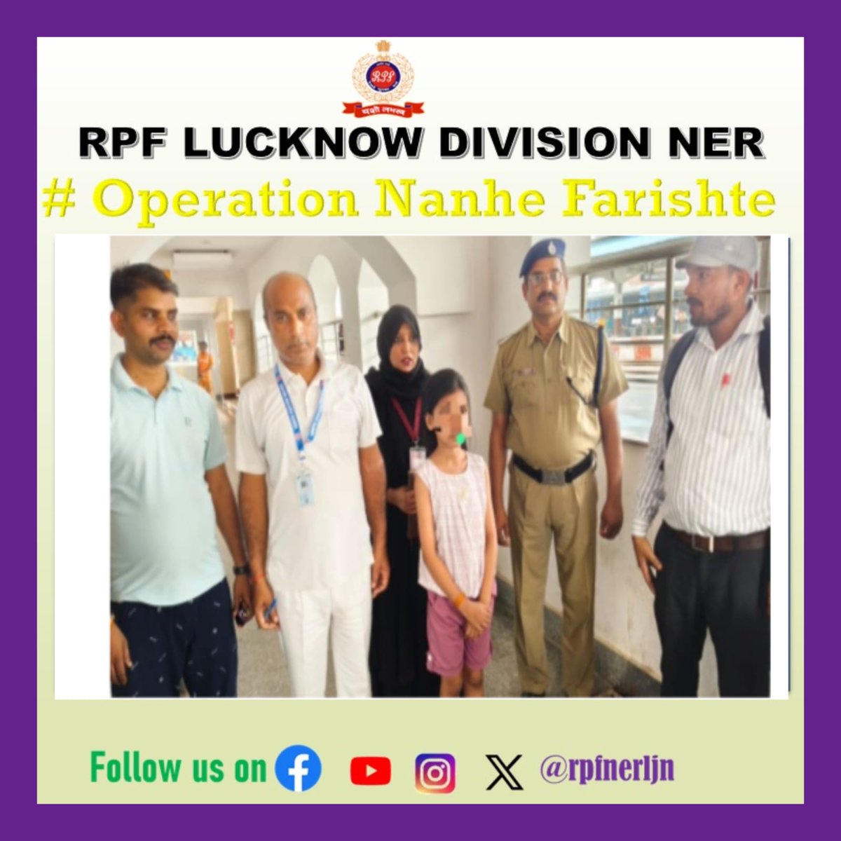 rpfnerljn's tweet image. 🚨 #OperationNanheFarishte
"Every child deserves safety and care."
RPF Khalilabad 👮‍♂️ rescued a 10-year-old girl separated from Train No. 22538 and safely handed her over to Childline and her family.
#RPFIndia #ChildSafety #PassengerCare #RailwaySecurity @rpfner @drmljn