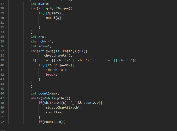 Jimmy8812840801's tweet photo. #LeetCode Q2 #WeeklyContest 499
Approach->Count vowels frequency, mark vowel positions, then place vowels back in sorted frequency-wise order
TC->O(n × 26)
SC->O(1) https://t.co/9eWrdeN6ud
