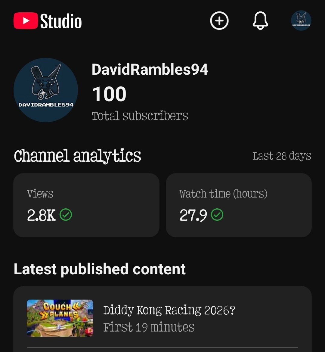 DavidRambles94's tweet image. FINALLY!! 🙌🏽

youtube.com/@davidrambles9…

#100subs #milestone #youtube #indie #gaming #steam #nintendo #subcribe #indiegames #indiedev #mods #nintendo64 #n64 #checkpoint #retrogaming