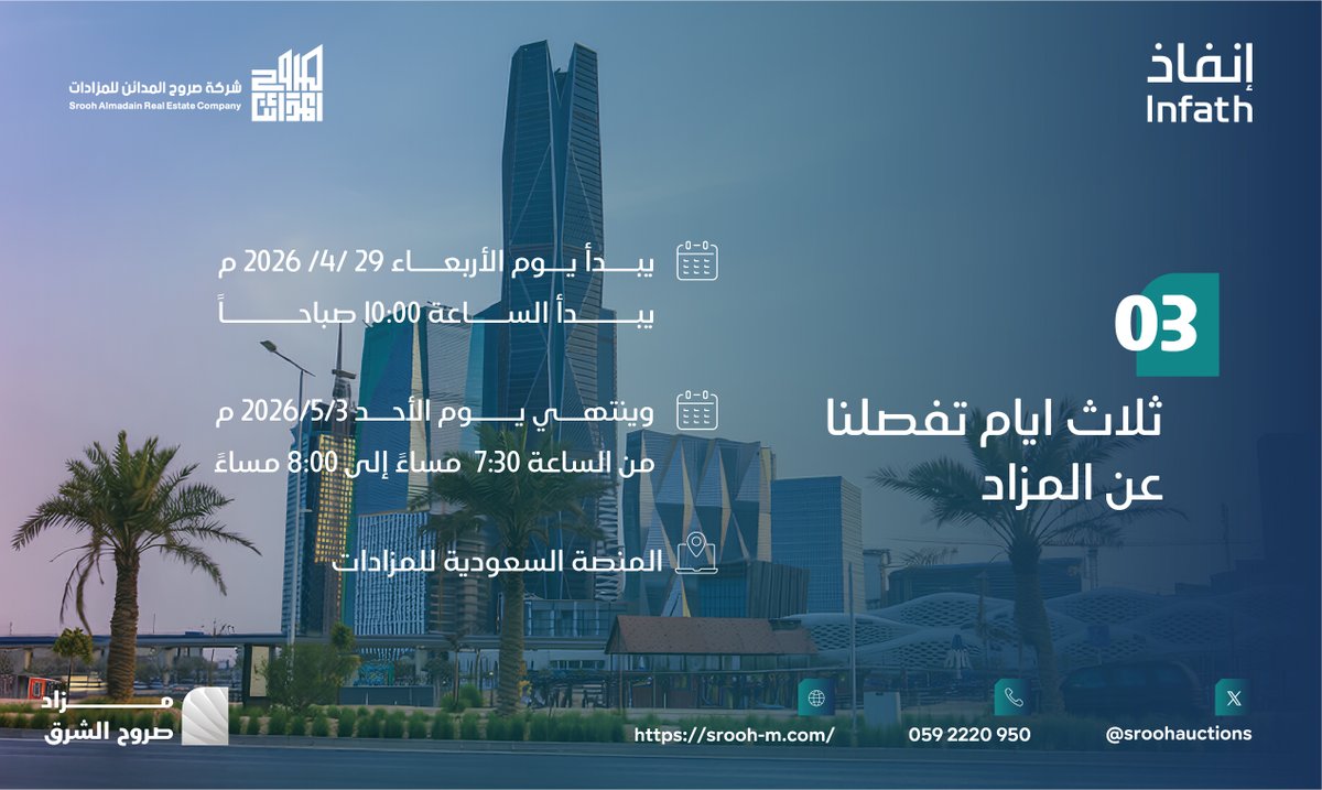 شركة صروح المدائن للمزادات tweet media