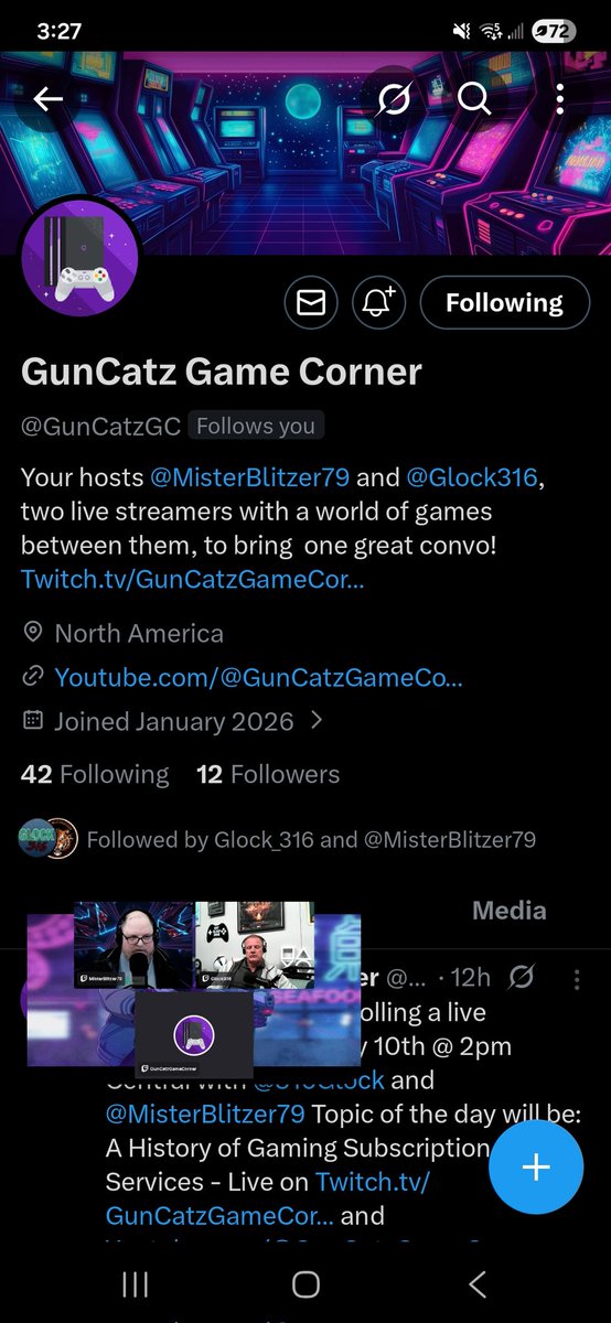 ghoulzarcade25's tweet photo. Come check out this channel talk about everything gaming.  Two stellar guys! @MisterBlitzer79 @316Glock  @GunCatzGC https://t.co/tQ7sTQ7aRo