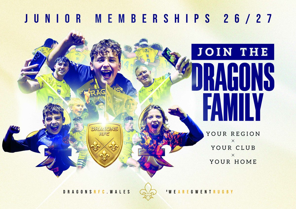 dragonsrfc's tweet photo. 🐉𝗝𝗨𝗡𝗜𝗢𝗥 𝗠𝗘𝗠𝗕𝗘𝗥𝗦𝗛𝗜𝗣 | Under-16s can watch every game at @rodneyparade next season for incredible prices - starting from just £20! 

Let's #PackTheParade with the next generation🥳

▶️ https://t.co/cqTz9Aquqc

#WeAreGwentRugby https://t.co/VEjLrOIOQH