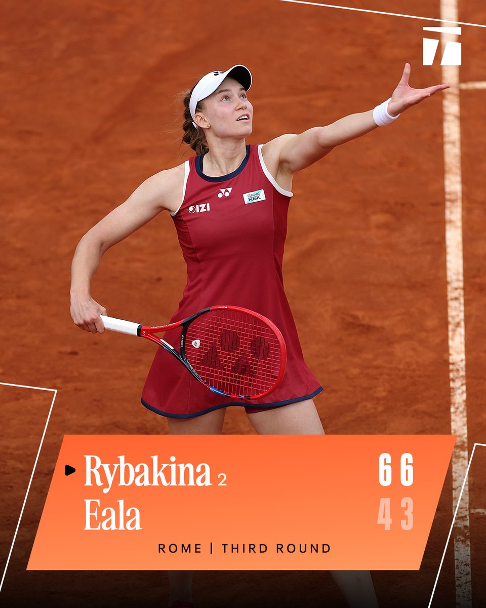 TennisChannel's tweet photo. Sweet sixteen loading for Elena 💫 

Rybakina ends Eala's run in straight sets.

#IBI26 https://t.co/MZgrqG3Cp2