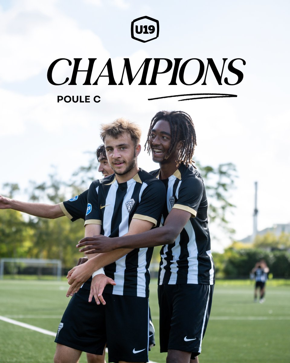AngersSCO's tweet photo. 𝐍𝐨𝐬 𝐔𝟏𝟗 𝐜𝐡𝐚𝐦𝐩𝐢𝐨𝐧𝐬 𝐝𝐞 𝐥𝐞𝐮𝐫 𝐩𝐨𝐮𝐥𝐞 ! 🖤🤍

Suite à leur victoire à Lorient ce dimanche, nos U19 valident leur première place dans la poule C et terminent la phase de groupe champions ✨

Prochaine étape : les play-offs 🔜⚔️

Félicitations les gars ! 👏 https://t.co/h2UKOopEv0