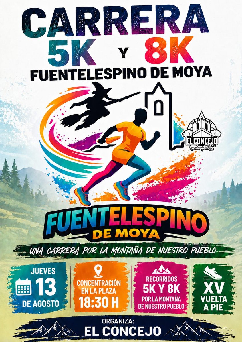 elconcejoFDM's tweet photo. 🏃‍♂️¡Llega la XV Vuelta a Pie y Carrera Popular de FDM!  

📅13 Agosto 2026  
📍La Plaza
⏱ 19:00 Vuelta a Pie (5 km)  
      19:30 Carrera (8 km)

Nos gustaría contar con todos vosotros. Cada persona hace grande esta tradición.

¡Te esperamos!
#Fuentelespinodemoya #ElConcejoFDM https://t.co/X1HBHK2fXO