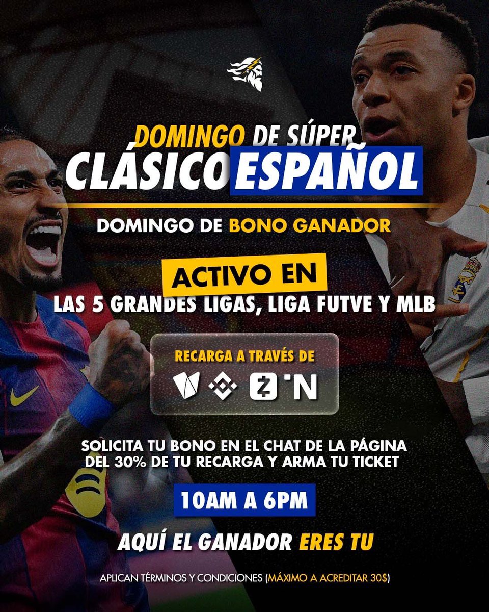 Elganadorcom's tweet photo. Hoy tenemos Bono Ganador ⚡️

El súper clásico siempre nos deja alegrías y ganancias ⚡️🤩

Recarga y reclama tu bono 🤑 https://t.co/Q28XEQYKsp