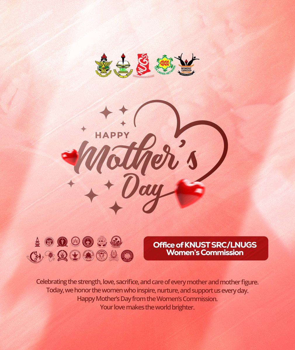 Knust_Wocom26's tweet photo. To every mother, aspiring mother, guardian, and woman playing a motherly role , your efforts do not go unnoticed. Thank you for your endless care and unwavering support.  

Happy Mother’s Day to all amazing women🌸💖  

#KNUSTSRC  
#WomensCommission  
#MothersDay https://t.co/z6ZRil3ftY