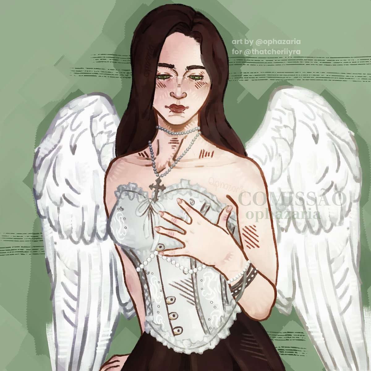 “She's an angel. Dark and fallen, but my angel, still.”

— eden rain from ecstasy series.

art by <a href="/ophazaria/">゛⸝ Ꭷραℓ : COMMS FECHADAS</a> 
commissioned by me for <a href="/thatcherIyra/">ؘ</a> 💌