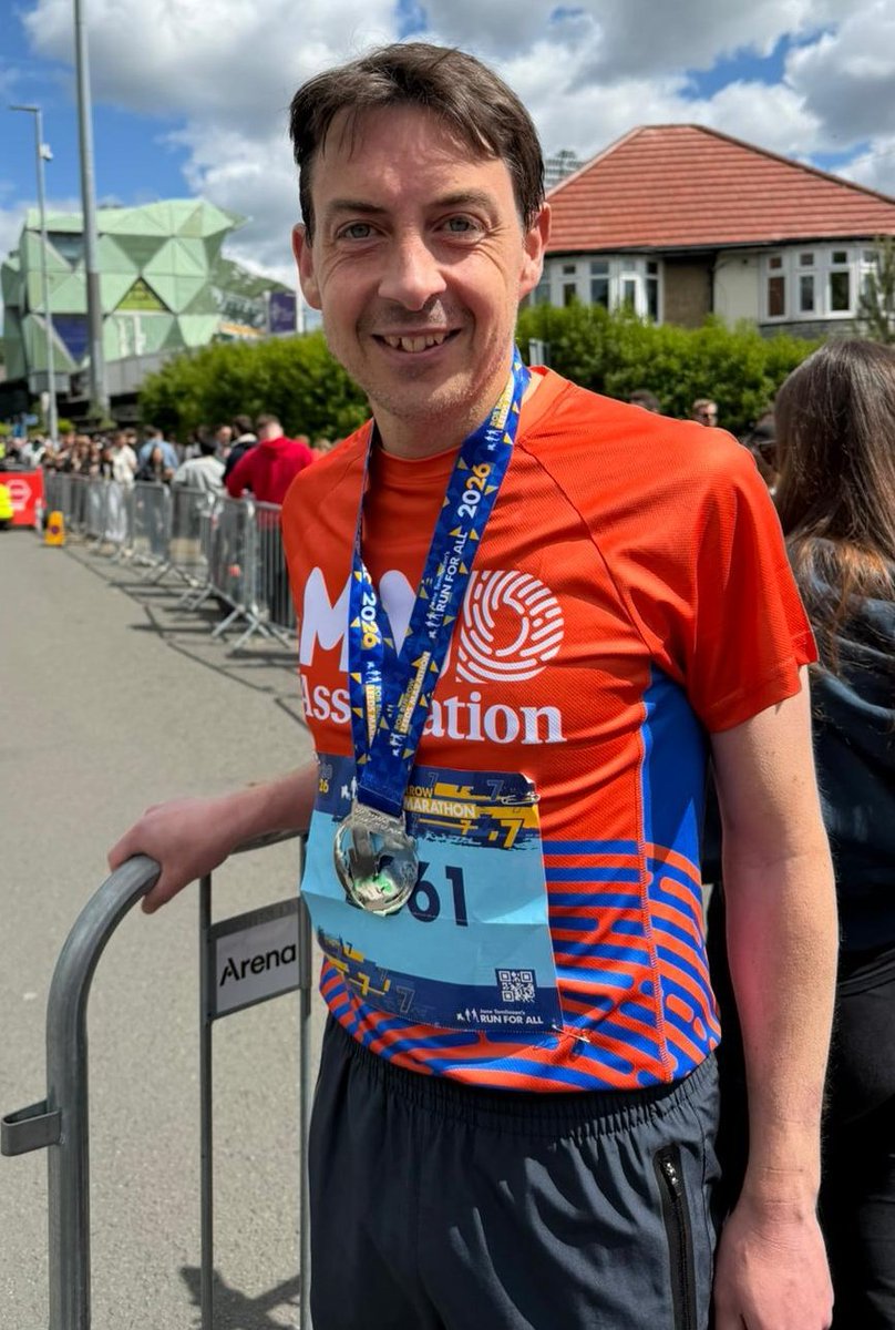 SimonNewstead's tweet photo. What an amazing day at the #RobBurrowLeedsMarathon. Thank you to the huge crowds for their incredible support and all involved with putting on such a great event, not to mention those at the @mndassoc for helping me regain the ability to function after the finish. https://t.co/j8pKYC1OuL
