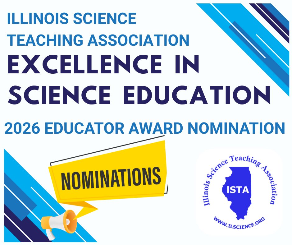 ILSciTeaching's tweet photo. 🏆 LESS THAN  ONE WEEK LEFT TO NOMINATE 🏆

Do you know an outstanding science teacher making a difference in their school or community? Our ISTA Educator Award Program celebrates the incredible work of educators - both formal and informal! 🌟

🔗 https://t.co/LuRGHx2VcQ https://t.co/oFfox1eYN8