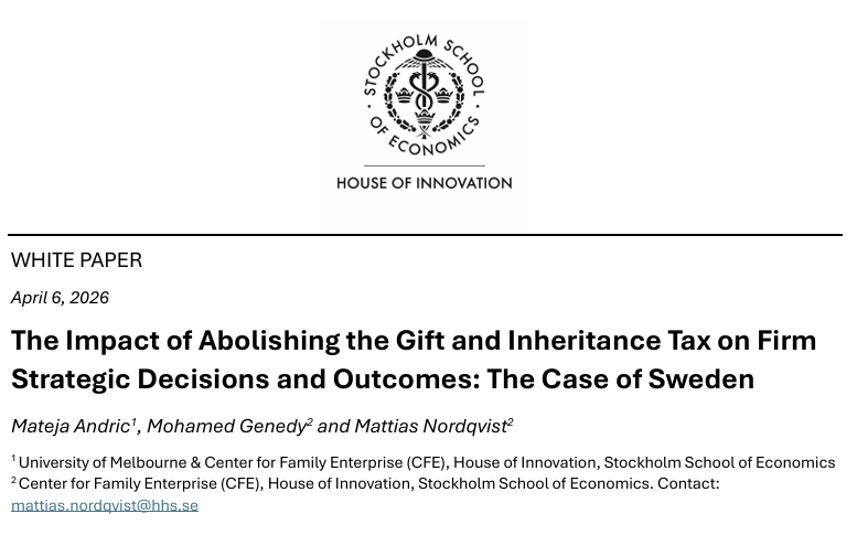 CutMyTaxUK's tweet photo. Importance new evidence from Sweden highlights the stupidity of Labour's decision to extend inheritance tax to family firms

After Sweden removed inheritance and gift taxes in 2005, private firms with potential family successors grew faster, invested more, & paid higher corporate taxes than firms without natural heirs, according to new research from the Stockholm School of Economics.

Scrapping the death tax meant that firms no longer needed to divert resources to pay the tax, instead they invested more in growth

"Overall, we conclude that the abolition of inheritance tax in Sweden encouraged and enabled firms with potential next generation owners to adopt a long-term horizon, be growth-oriented, & to create transgenerational value, which in turn benefitted society by increasing recurring corporate tax revenues & employee salaries," said the researchers.
1/2