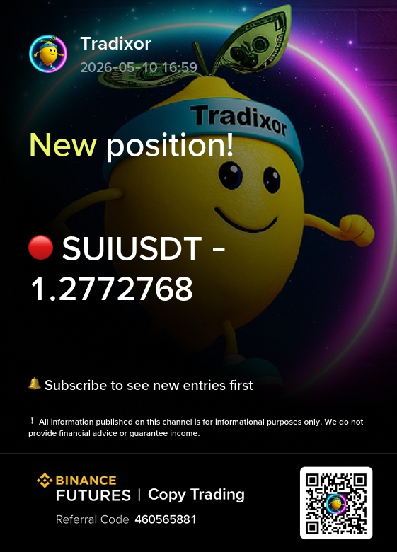 tradixor's tweet photo. 🍋 New position live!

🔴 SUIUSDT — 1.2772768

🔔 Subscribe to see entries first

❕ All information published in the channel is for informational purposes only. We do not provide financial advice or guarantee income. https://t.co/mstH4N5cbt