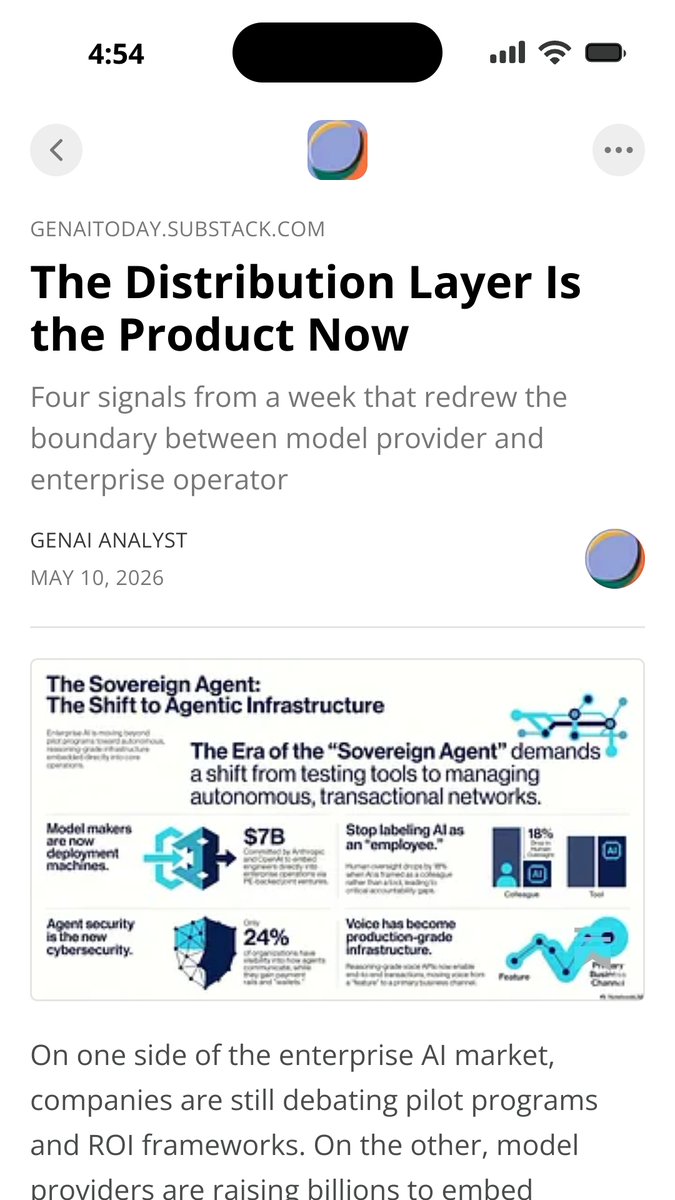 Workplace_tech's tweet photo. $7B in PE-backed joint ventures from @AnthropicAI  and @OpenAI in the same week. They are not selling models anymore. They are embedding engineers inside portfolio companies. The distribution layer is the product now. Read more in my substack. #PrivateEquity #LLM #GenerativeAI https://t.co/I6ACmO4X4x