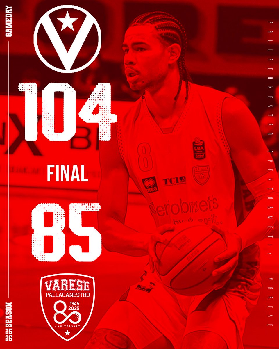PallVarese's tweet photo. A Bologna passa la Virtus.
La nostra stagione finisce qui.

#BolVar #NoiSiamoVarese https://t.co/PQVt9c00FB