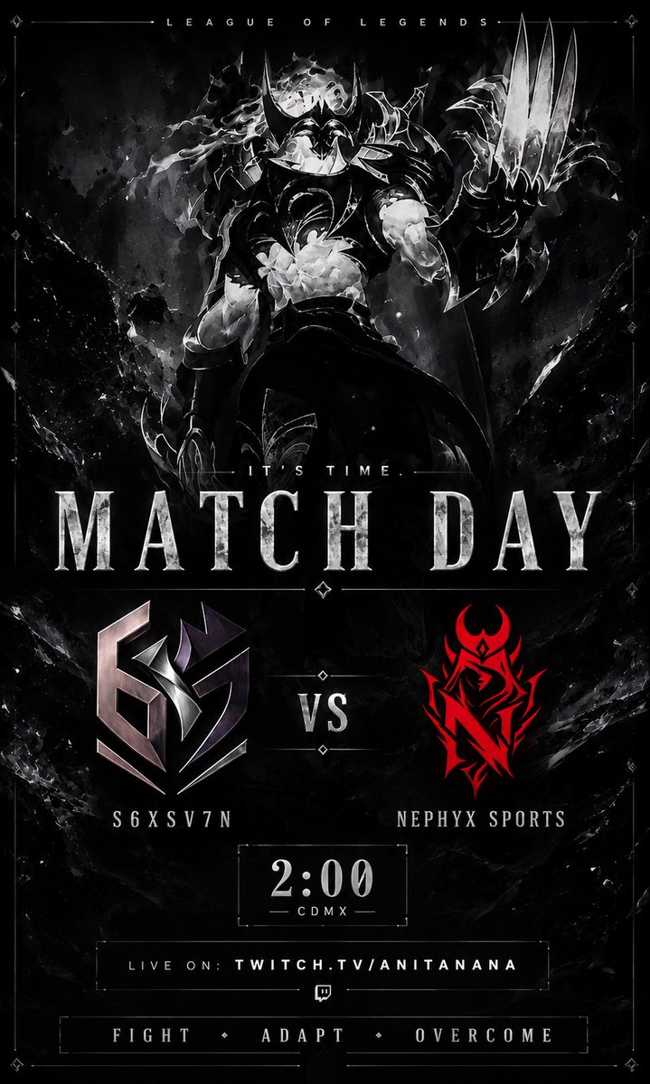 s6xsv7n's tweet photo. Cada serie es una nueva prueba.

Venimos a hacer lo que nos gusta:
competir, seguir mejorando y dar siempre un paso más.

 2:00 PM CDMX | 3:00 PM COL
https://t.co/5BQvqGmGQz

#LRN #LeagueOfLegends @Lolacelatam https://t.co/6cT9yAhb4S