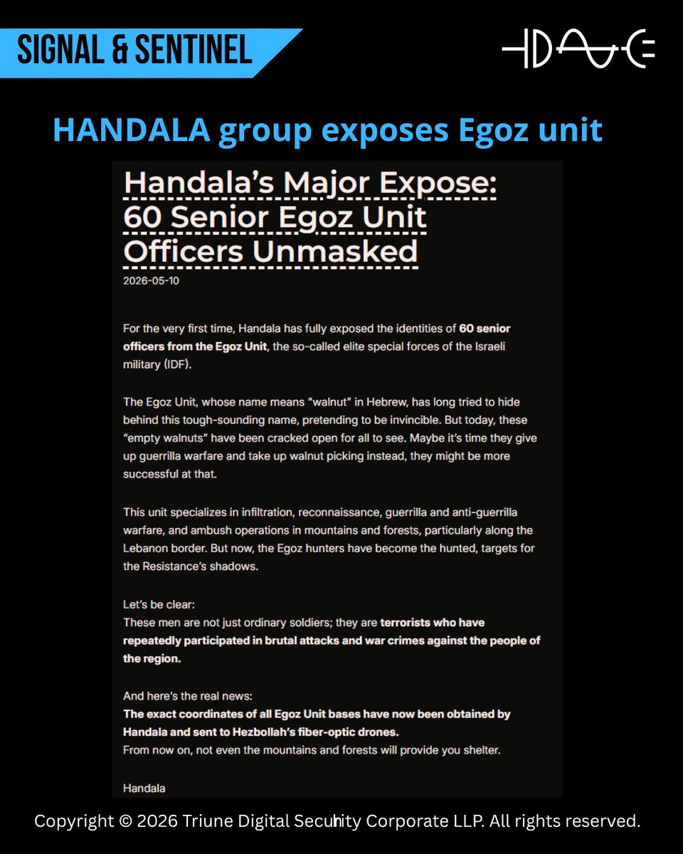 triunedigisec's tweet photo. HANDALA exposes identity of Egoz Unit senior officers.
#cyberwar #IsraelIranConflict https://t.co/muFxE1hyK3