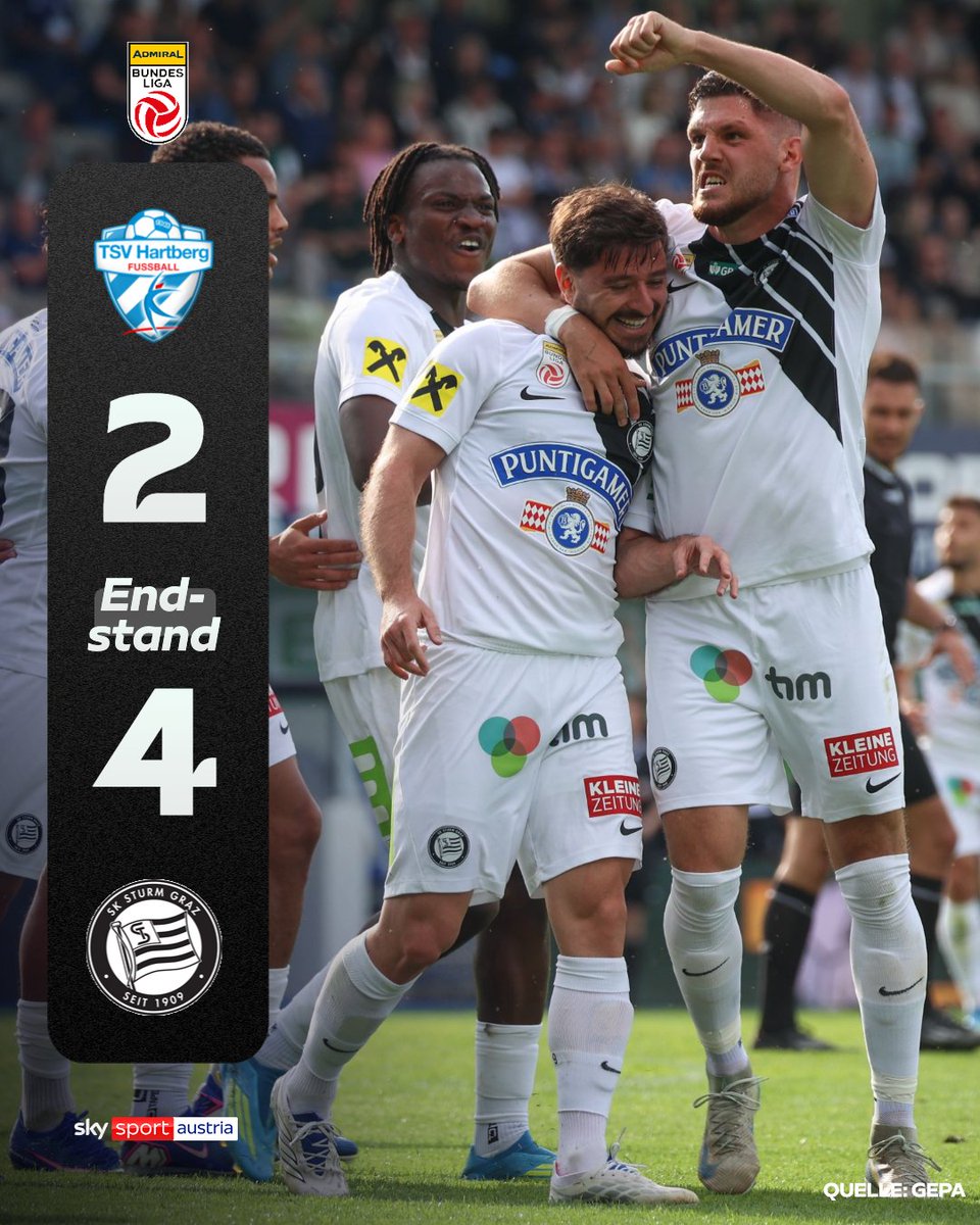 SkySportAustria's tweet photo. Auswärtssieg in Hartberg: Sturm bleibt im Meisterkampf! ⚽⌛️
👉 https://t.co/HXcHjeQdPQ
#SkyBuliAT #HTBSTU #Runde31 https://t.co/P5rxWdnO52