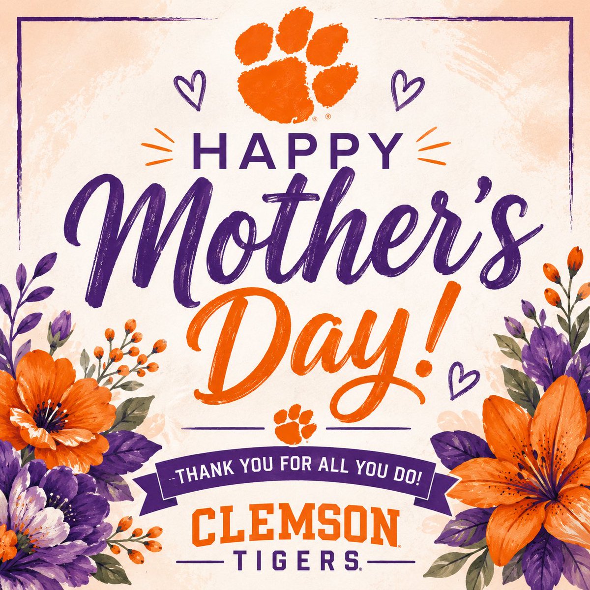 TigerMovingSC's tweet photo. Happy Mother's Day Tiger Mommas! You all make the world go around, thank you! 🌺💐 #clemson #yeahthatgreenville #happymothersday https://t.co/DtCw2POeFb