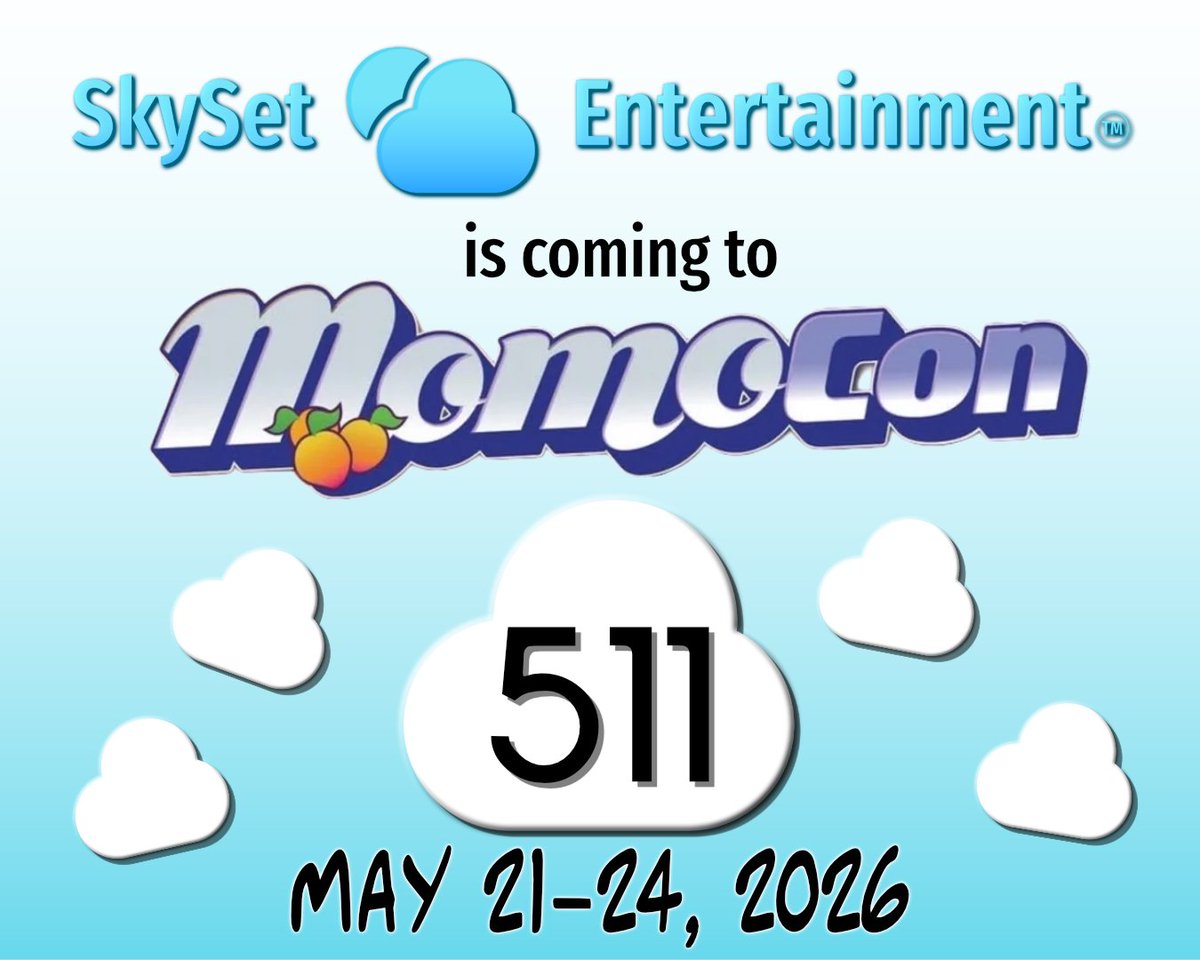 SkySetEnt's tweet photo. MomoCon here we come!   

Will you be at @MomoCon? If so, come by, say hi, and take a look at what we have planned next!👀

- Find us at Booth 511 
- May 21-24, 2026

We will also be joined by our friends at @VeryBerryStudio, who will be there to talk all things voice acting!🎙️ https://t.co/9MzBB6FVwH