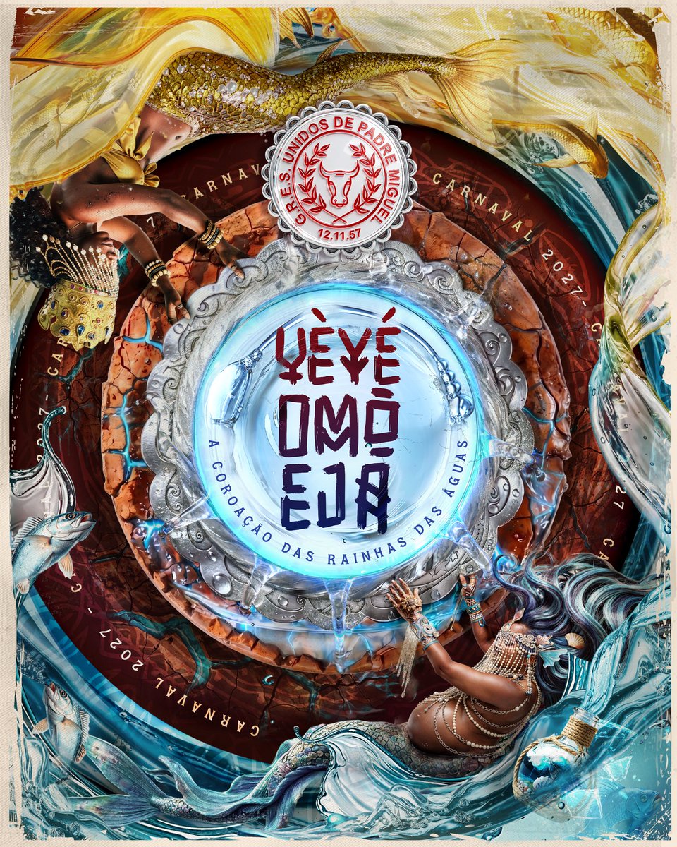 maiscarnaval's tweet photo. ❤️ “Yèyé Omó Ejá – A Coroação das Rainhas das Águas” é o título do enredo da Unidos de Padre Miguel para o #Carnaval2027, sobre o encontro sagrado entre Iemanjá e Oxum, com desenvolvimento dos carnavalescos Allan Barbosa e Ricardo Hessez https://t.co/A2DGScMGil