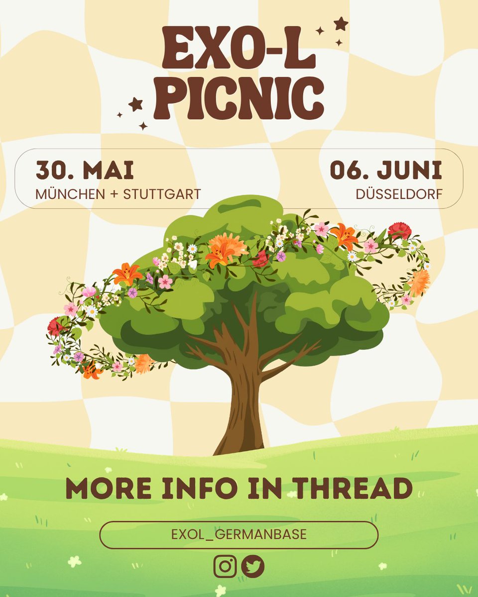 EXOL_germanbase's tweet photo. Munich - Stuttgart - Düsseldorf

📅 30th May: Munich (Englischer Garten) &amp; Stuttgart (Rosensteinpark)

📅 6th June: Düsseldorf (Nordpark)

🕑 Time: 14:00 - 18:00

#EXOL #EXOLGERMANY https://t.co/zwjMFHU0cX