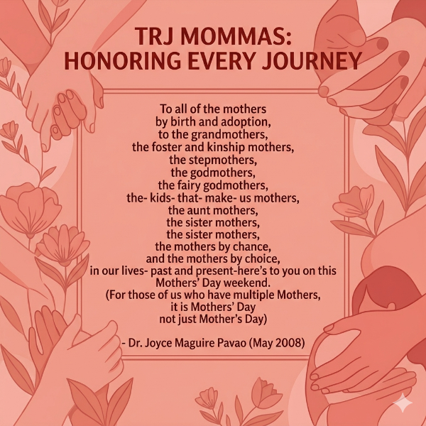 _T_R_J_'s tweet photo. Honoring all of the TRJ Mommas – past and present – and the countless ways we navigate multiple mothering journeys! We're Together on the Journey.  Don't forget to register for our annual family camp from July 30 to August 2 at Ohio University.  #mothersday #love #family https://t.co/jVspfvSuwa