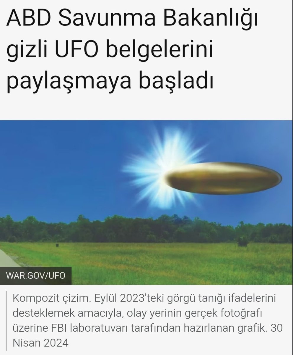 ITShare5's tweet photo. Pentagon gizli UFO belgelerini paylaşıyor - BBC News Türkçe

yeni bir yalancılıkla karşı karşıyayız malesef, yıllar evvel adını hatırlayamadığım bir web sitesinde ABD 'nin illuminatinin veya Siyonizminin sahte bir uzaylı istilası tertip edip tek dünya devleti projesini devreye sokacağına dair bir komplo teorisi okumuştum.
o zamanlar dedim yuh artık bu kadar büyük bir yalanı da söylemezler diyordum. Son zamanlarda eskiden yok artık dediğim ne varsa gerçek oluyor galiba.
artık bu yalanı da yiyenler olursa ben bunlara müstehaktır deyip bizzat uzaylı olduğumu açıklayacağım
🤣🤣🤣

https://t.co/pNre3d25hf