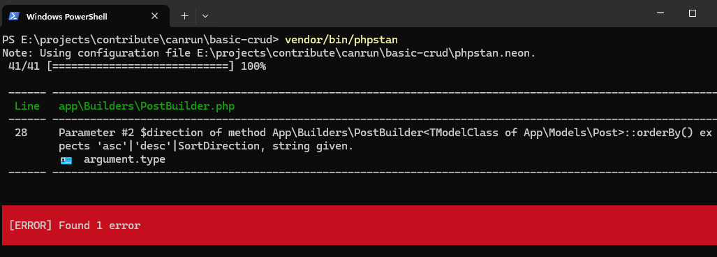 👀 should I force it with new SortDirection or update phpdoc?