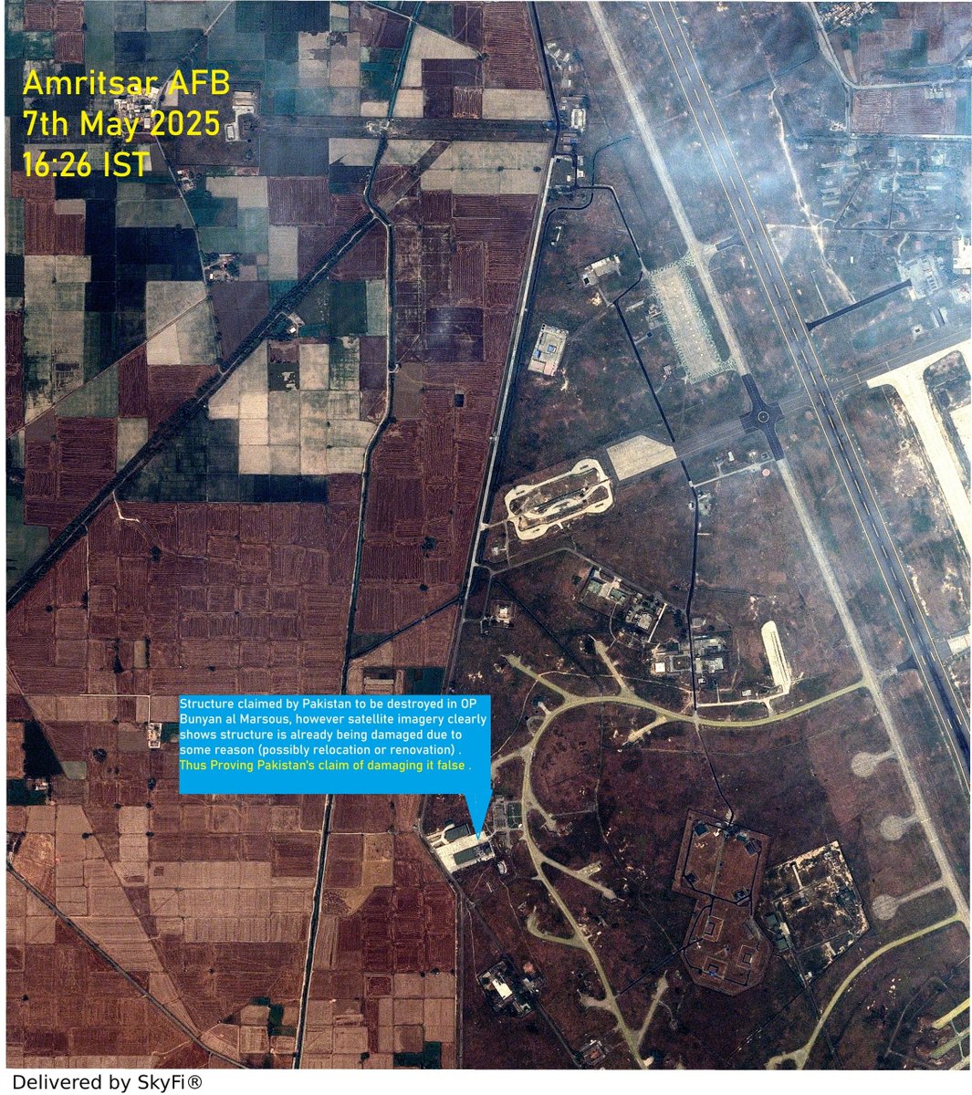 WarFlash_2630's tweet photo. For the retards at Al Jazeera and Pakistan quom across the border -

One Indian OSINT paid $80 to get sat pics of Amritsar   Adampur airbase. 

Enjoy 🤡

Via : Indian Development News 🇮🇳 https://t.co/w0vpH6Mscb