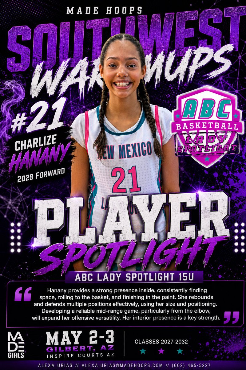 MuTaiaroa's tweet photo. @CharlizeAllaire gets a MadeHoops write up. She is much more than an inside presence. At 6’0 She’s able to switch 1-5 and can come off the screen to finish as well as shoot the 3. @coach_bmase @AbcSpotlightNM https://t.co/8Qsw779xWk