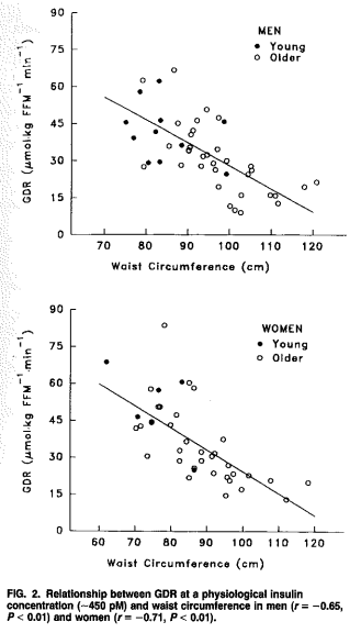 Waist size determines insulin sensitivity, not age.

Since insulin sensitivity is strongly related to protection from virtually all chronic disease, such as heart disease, cancer, and diabetes

the best way to prevent those diseases is to get lean, fit, and strong.
