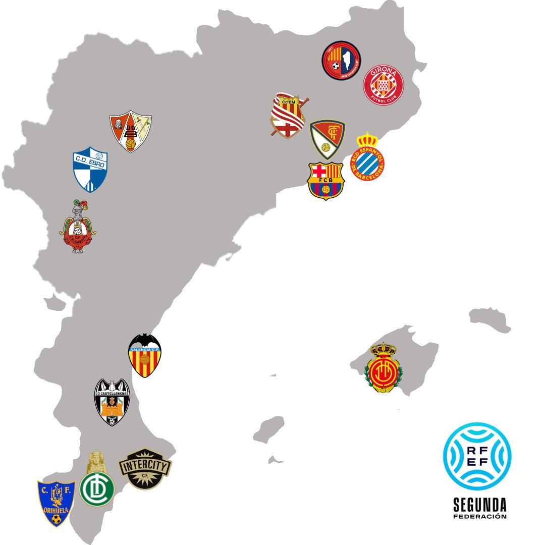 AndreuRauet's tweet photo. 🛡️ Equips confirmats per la 2a RFEF 26/27 de Catalunya, Illes Balears, Aragó i Comunitat Valenciana a 10 de maig. 

L'últim en incorporar-se és el campió de 3a RFEF Aragó, el @cfcalamocha (4.700 habitants, província de Teruel).