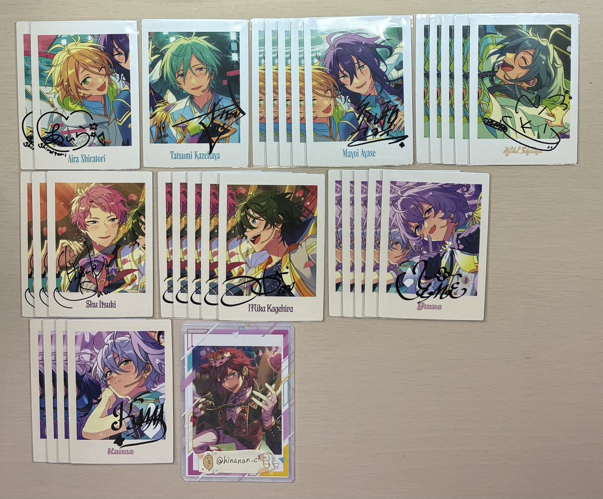 hinanan___c's tweet photo. 【交換.譲渡】あんスタ 10周年 ぱしゃっつ

譲▷渉 桃李 弓弦 北斗 奏汰 一彩 藍良 マヨイ 巽 日和 ジュン 宗 みか ひなた ゆうた 燐音 HiMERU ニキ 薫 晃牙 アドニス 友也 光 敬人 紅郎 颯馬 司 レオ 泉 凛月 宙 ユメ カンナ

求▷零 > ライカ > 茨 翠 創or定価+送料

↓ https://t.co/EnioVSIk1c