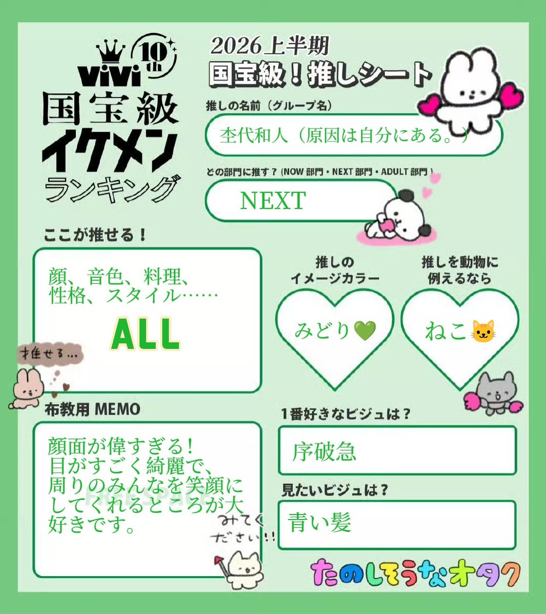 AAAxiaowan's tweet photo. #ViVi国宝級イケメンランキング 
2026上半期NEXT部門‣‣ #杢代和人 

投票お願いします🙇‍♀️
ぜひ応援よろしくお願いします https://t.co/xj56fV1MM3
