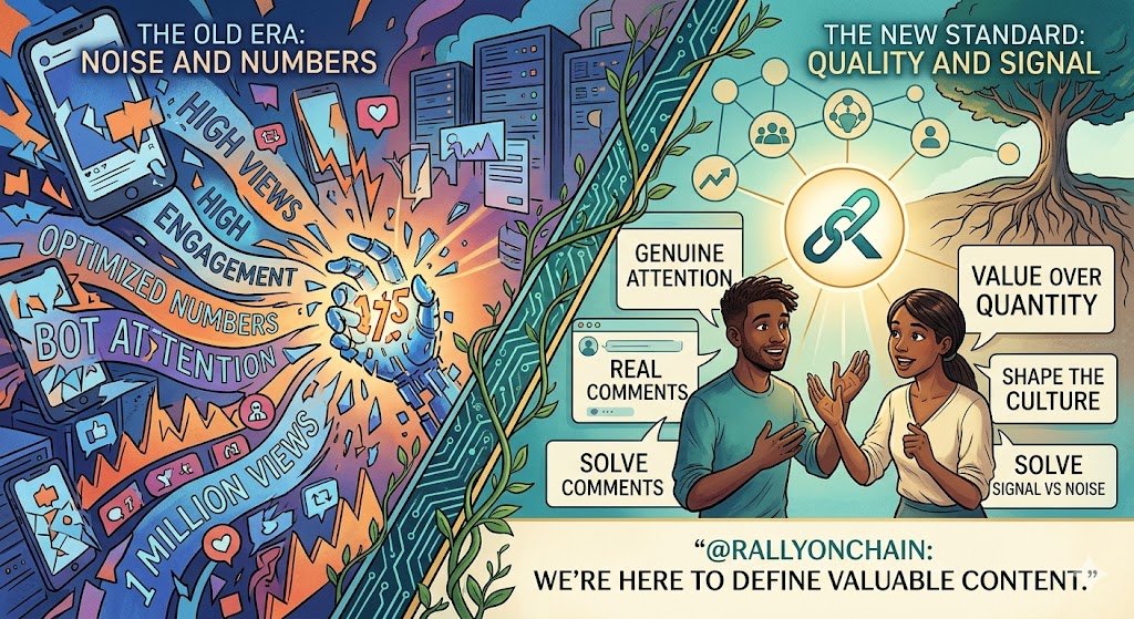 Web3 marketing is reaching a really interesting point.

Bots are getting smarter every day,
yet we’re still using the same old metrics
to measure the “quality” of content.
High views. High engagement. Good reach.
But the real question is

Is that genuine attention, or just