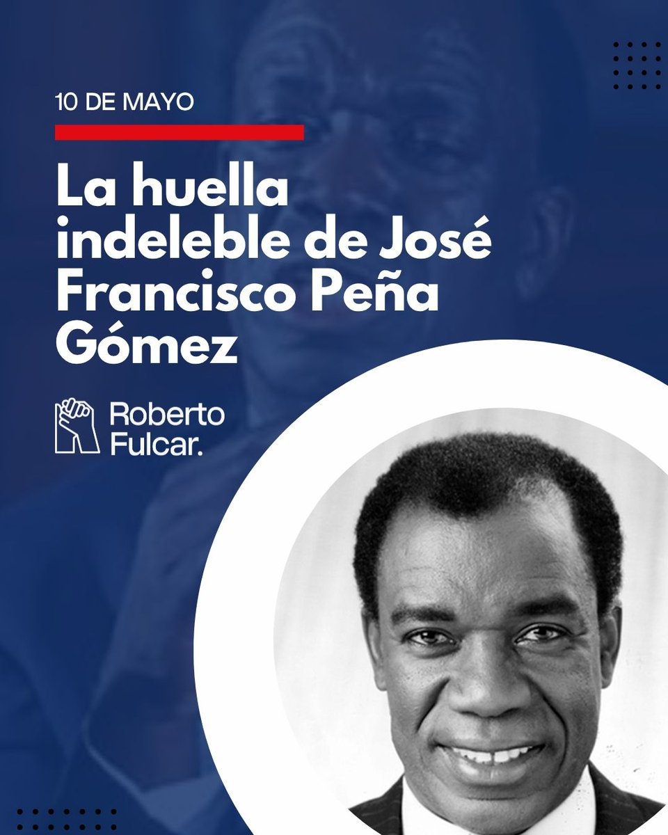 RobertoFulcar's tweet photo. A veintiocho años de su partida física, ocurrida el 10 de mayo de 1998, el legado del doctor José Francisco Peña Gómez permanece incólume.

Hijo de la pobreza, enfrentó la marginación, el discrimen, la intolerancia y la represión. Pero lejos de rendirlo, amilanarlo o rendirlo, la lucha contra esas adversidades lo convirtió en el más grande líder de masas de República Dominicana y en uno de los más destacados tribunos de América Latina.

Le impidieron ascender a la Presidencia de la República de su país, pero llegó más lejos: al corazón y a la memoria de su pueblo, al reconocimiento internacional y al lugar reservado para los liderazgos que realmente marcan la historia.

Hoy, su impronta sigue más viva, recordada y vigente que la de muchos que sí ocuparon el poder, algunos incluso durante largos años.

A esto me refiero cuando hablo de liderazgo trascendente.