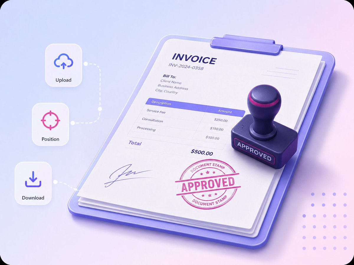 xetriva's tweet photo. Say goodbye to slow, outdated document stamping!
DocumentStamp makes it effortless:
Upload instantly
Add custom seals &amp; signatures
Drag, drop, rotate &amp; stamp
businesses &amp; growing teams.
Smart. Fast. Secure.
Try it now
https://t.co/XfE6BjzzXZ
#Productivity #FreelanceTools #SaaS https://t.co/pmditN6UGM