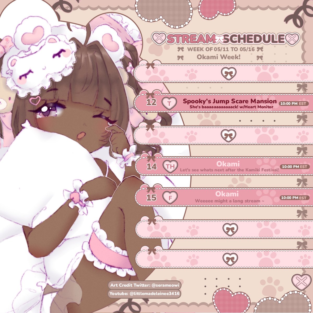 LilMadeleinee's tweet photo. ⋆. 𐙚˚࿔ May 05/11 -  05/16  𝜗𝜚˚⋆ https://t.co/jOhVPkxWMU