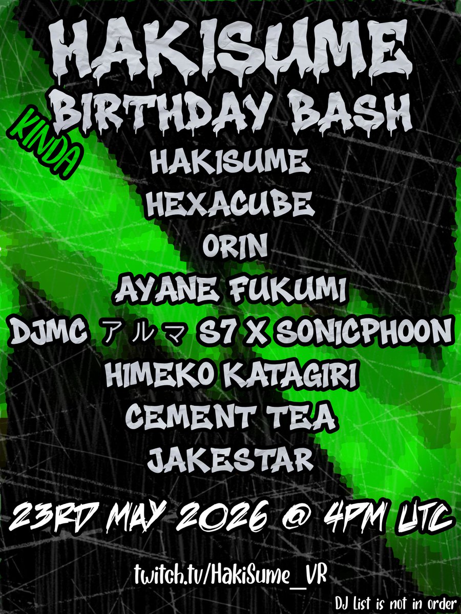 HakiSume's tweet photo. Hey I'm organizing really cool DJ event in about two weeks. Some cool people agreed to hop on the idea and prepared super amazing sets for it. You should definitely save the date and join in!
Will be live at https://t.co/8V4Dqe6nlO https://t.co/mGWNk5ymOV