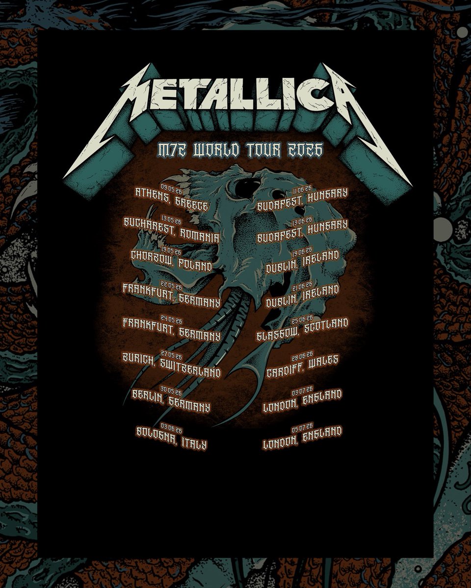 dannygrahamart's tweet photo. “The Thing That Should Not Be” 
Very honored that @Metallica had me design this tour shirt for their M72 World Tour! #metallica #m72 #m72worldtour #metallicashirt #merchdesign https://t.co/xXlRtXaEdT