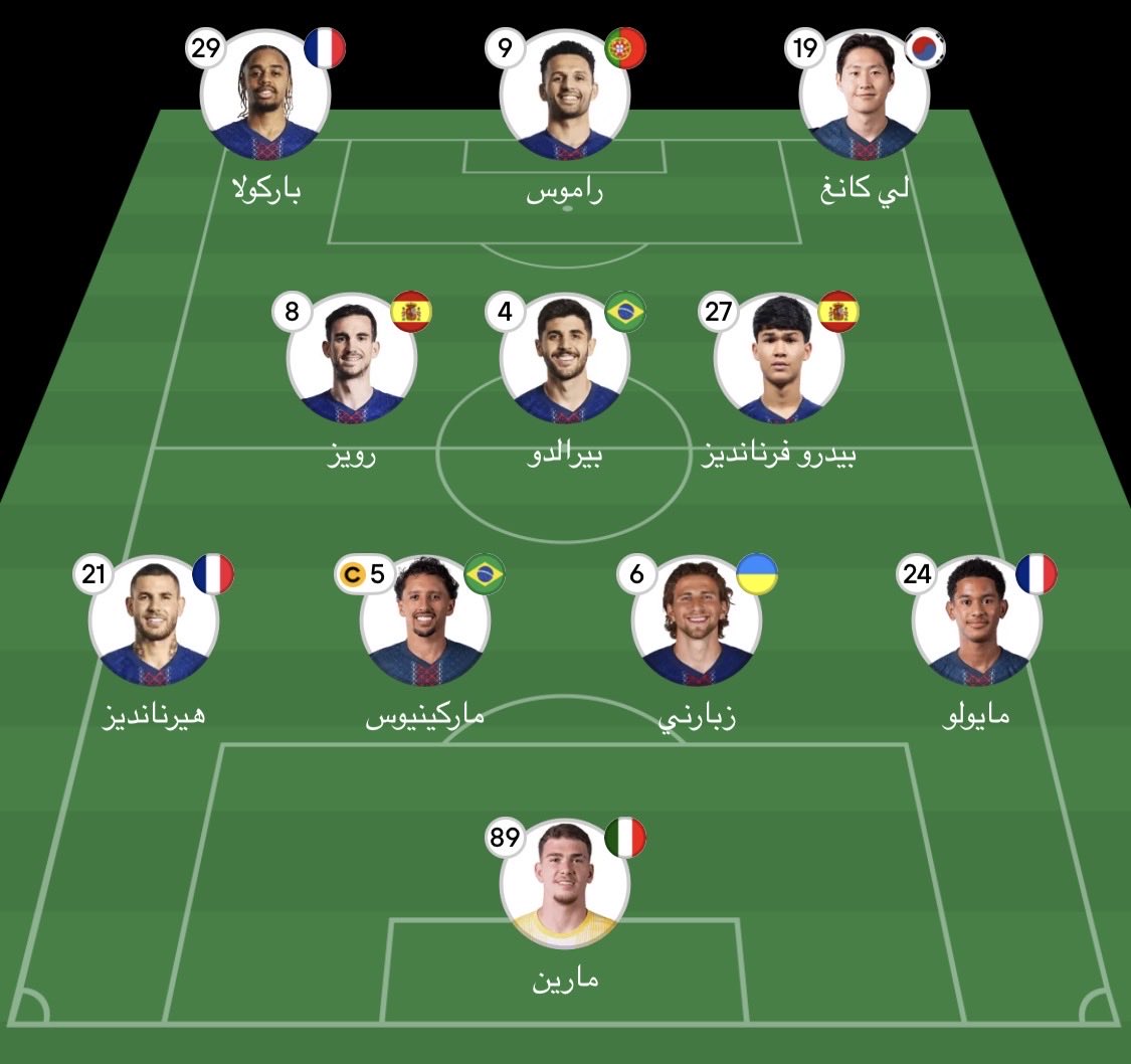 على صعيد آخر …
وفي عالم كرة موازي لعالمنا الحالي باريس داخل بالتشكيلة هذي بمباراة دوري حاسمة من الجولة الرابعة وحنا لاعبيننا من كثر الحلب والضغط قاعدين ينقرضون واحد ورا الثاني 🫠