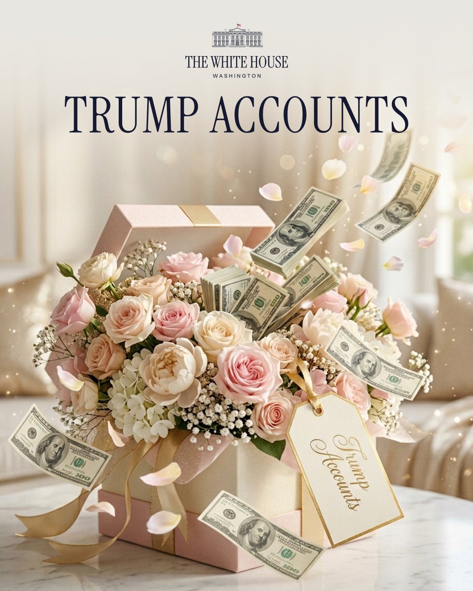 THE GIFT THAT KEEPS ON GIVING. 

The Trump Administration is supporting American families like never before with Trump Accounts, helping give the next generation a jumpstart toward their future. 

TrumpAccounts.Gov 💸