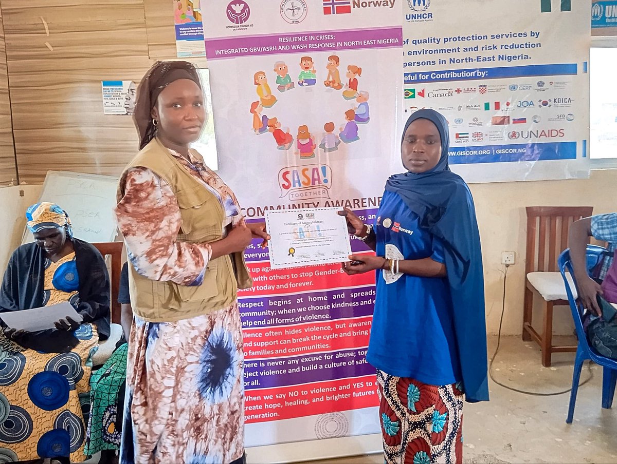 EynProjects's tweet photo. The SASA! Together program in Camp A, Pulka has officially transitioned from the Support Phase to the Action Phase with support from the @NorChurchAid team.
Certificates were also presented in recognition of their dedication and efforts. https://t.co/mfKR5aIH3r