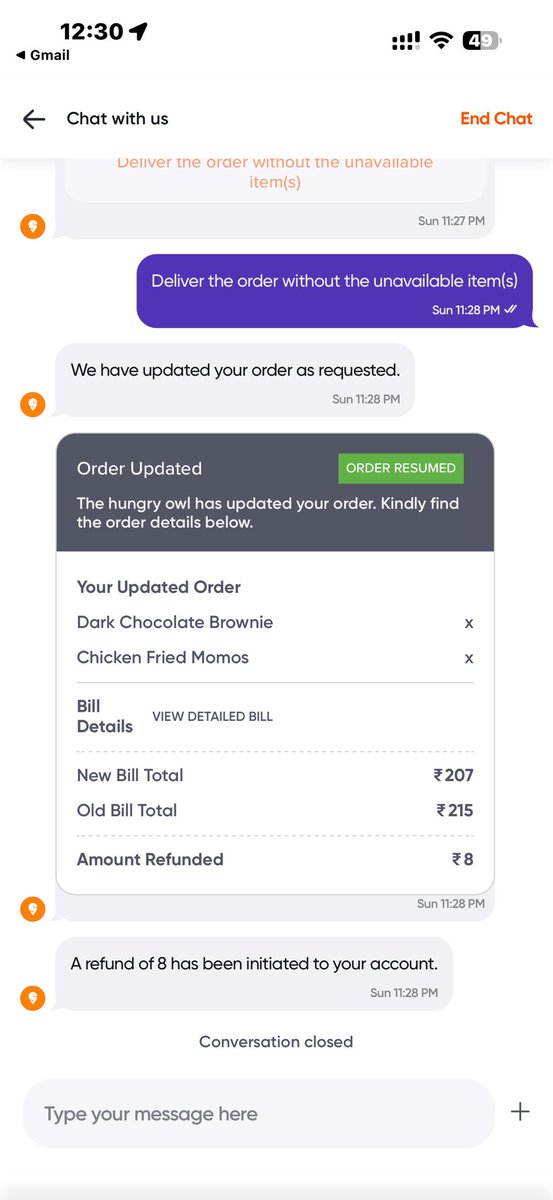 KTOZ02's tweet photo. Dear @Swiggy @SwiggyCares team,

I had a horibbke experience today where my food cost worth 69 rs pani puri and only refunded 8 rupees. Frst the editing failed then forced me to pick without editing and only a mere rs8 was refunded for a dish worth 69 and they deduct the discount https://t.co/6yZkvDWDtt