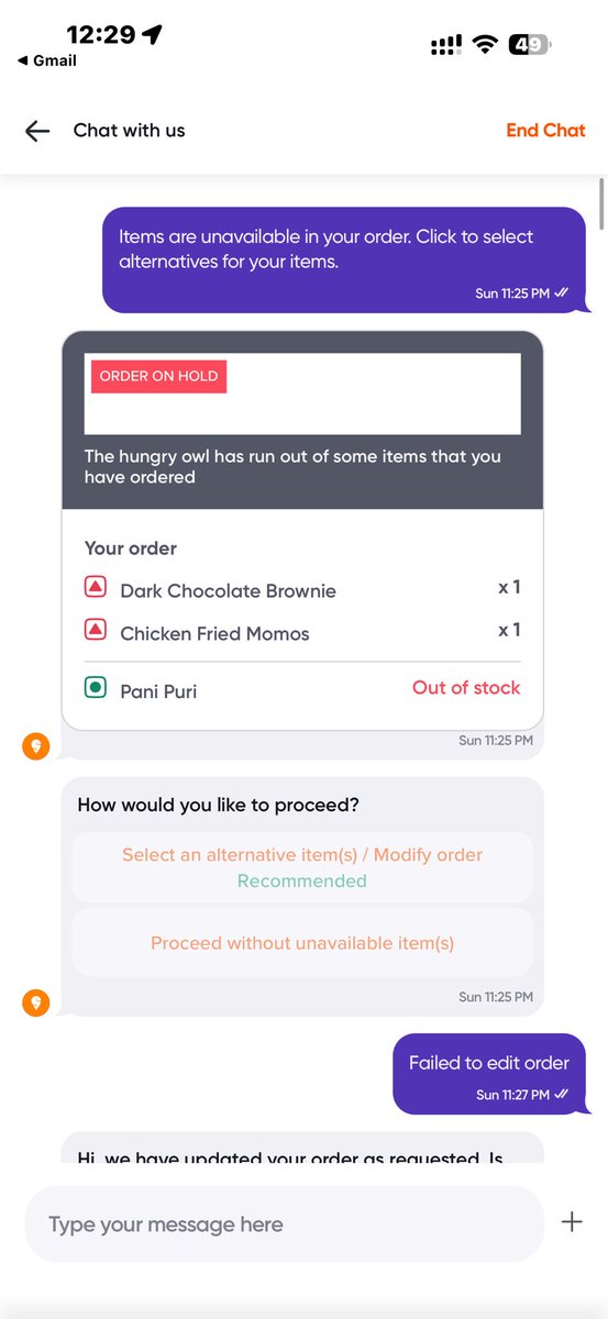 KTOZ02's tweet photo. Dear @Swiggy @SwiggyCares team,

I had a horibbke experience today where my food cost worth 69 rs pani puri and only refunded 8 rupees. Frst the editing failed then forced me to pick without editing and only a mere rs8 was refunded for a dish worth 69 and they deduct the discount https://t.co/6yZkvDWDtt