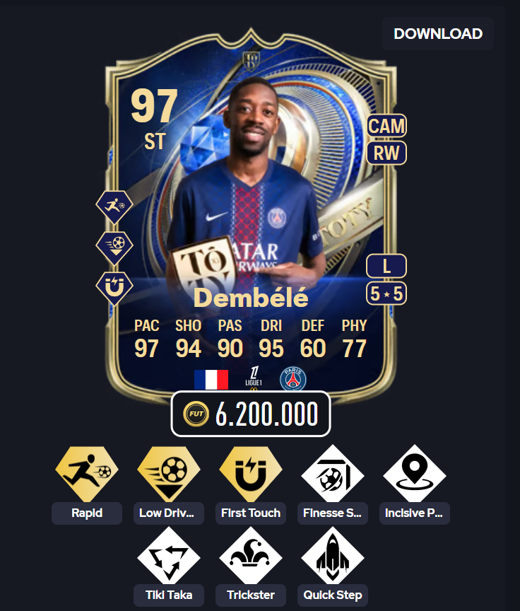 AndoniiPM's tweet photo. EA LOGIC 😂

Dembele TOTS +3 Fisico ,+1 regate y 2 playstyles más.

EA: MEDIA 95 y el TOTY 97 https://t.co/wBZG3iPAVI