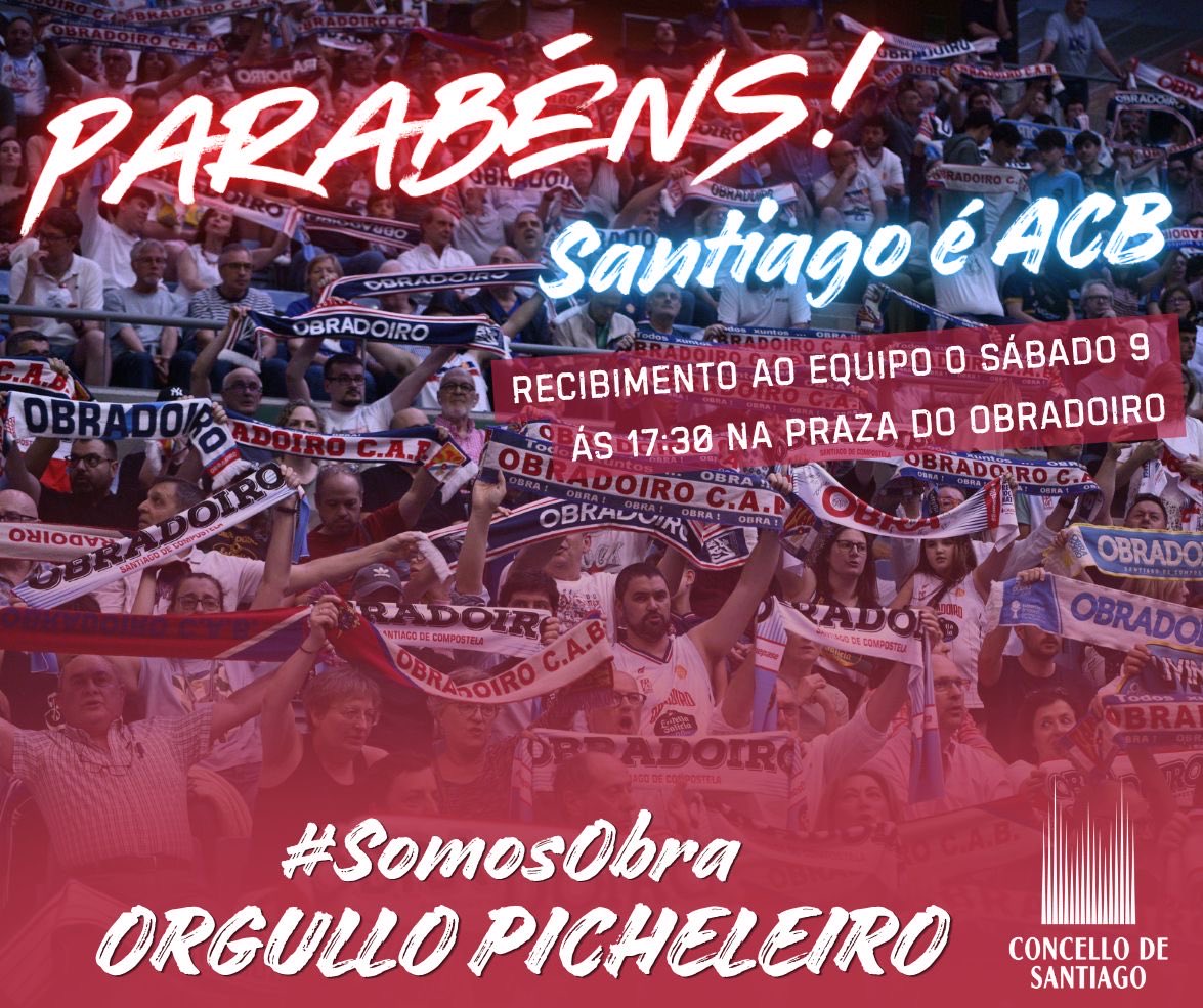 PazodeRaxoi's tweet photo. Enormes! O @OBRADOIROCAB volve á ACB e mañá ás 17:30h celebrámolo con orgullo picheleiro na Praza do Obradoiro. Non faltes!!!

#orgullopicheleiro #somosobra #santiagoéACB https://t.co/iIpOJvmwHi